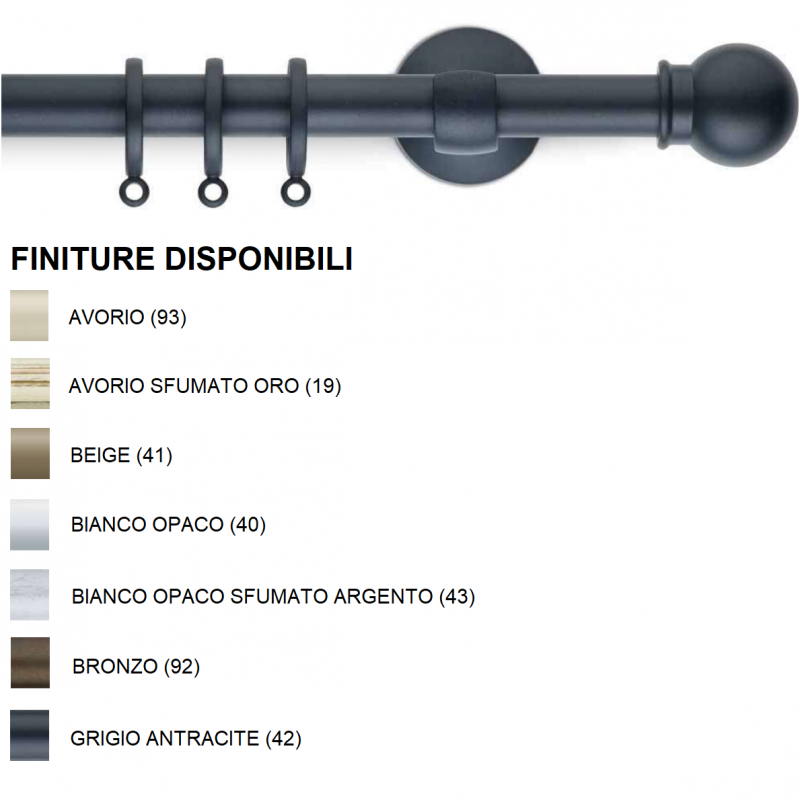 Bastone decorativo ad anelli Gea in ferro diametro 20mm