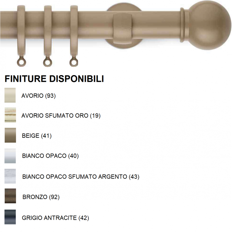 Bastone decorativo ad anelli Gea in ferro diametro 30mm