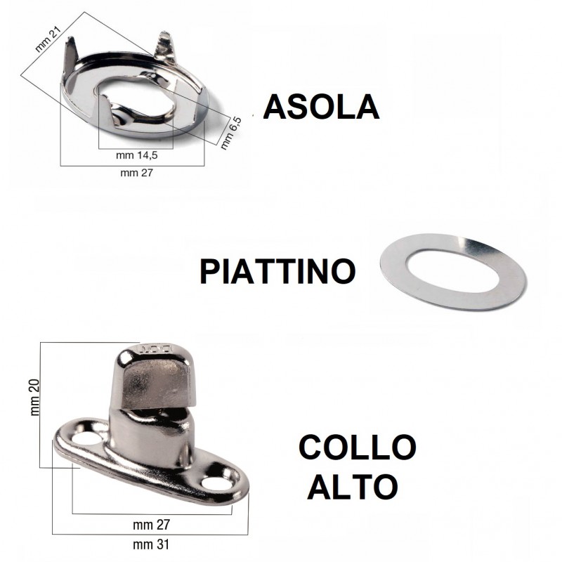 Tornichetto completo collo alto in acciaio inox | Asola + piattino + collo